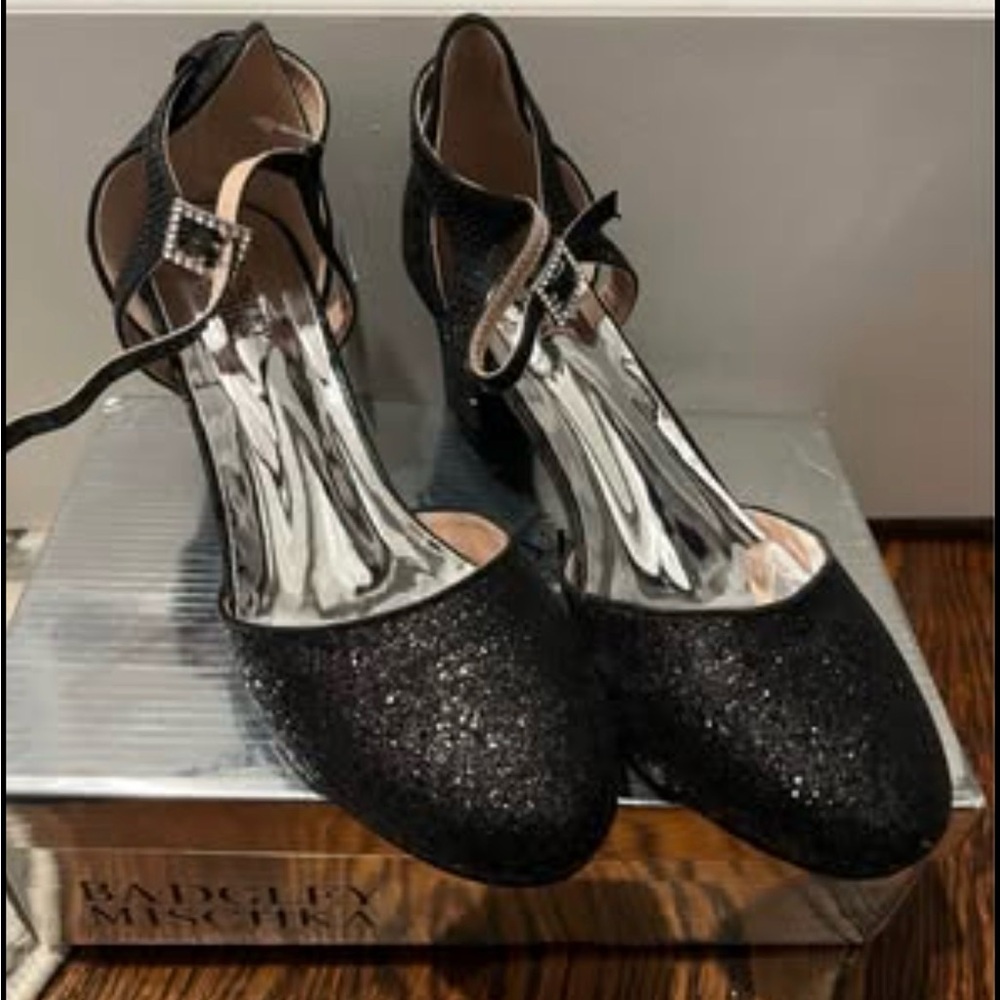 Badgley Mischka Black Sparkle Heels